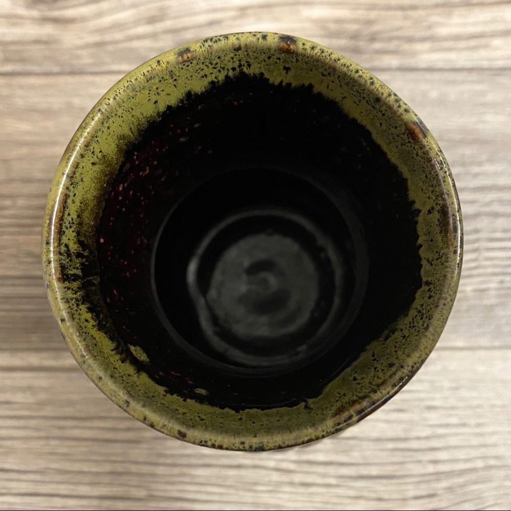Glazed pottery vase in brown and mossy green - Picture 7 of 15